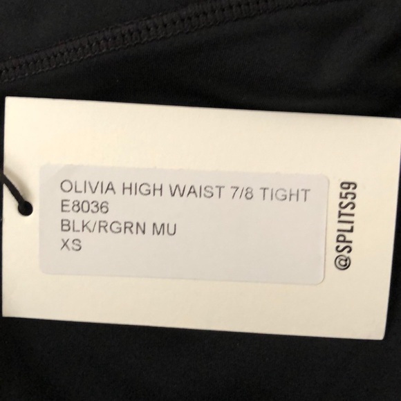 Splits59 OLIVIA HIGH WAIST 7/8 TIGHT BLACK GREEN Leggings - Picture 5 of 7